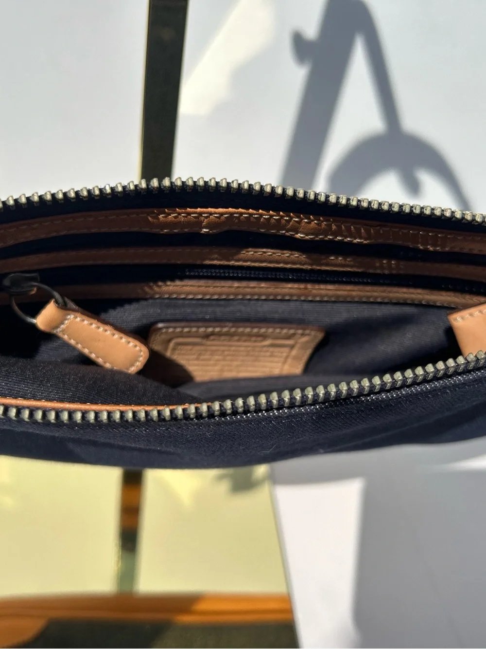 Vintage COACH Denim Mini Soho Demi Shoulder Bag Purse Blue Leather Trim 8335 Y2K